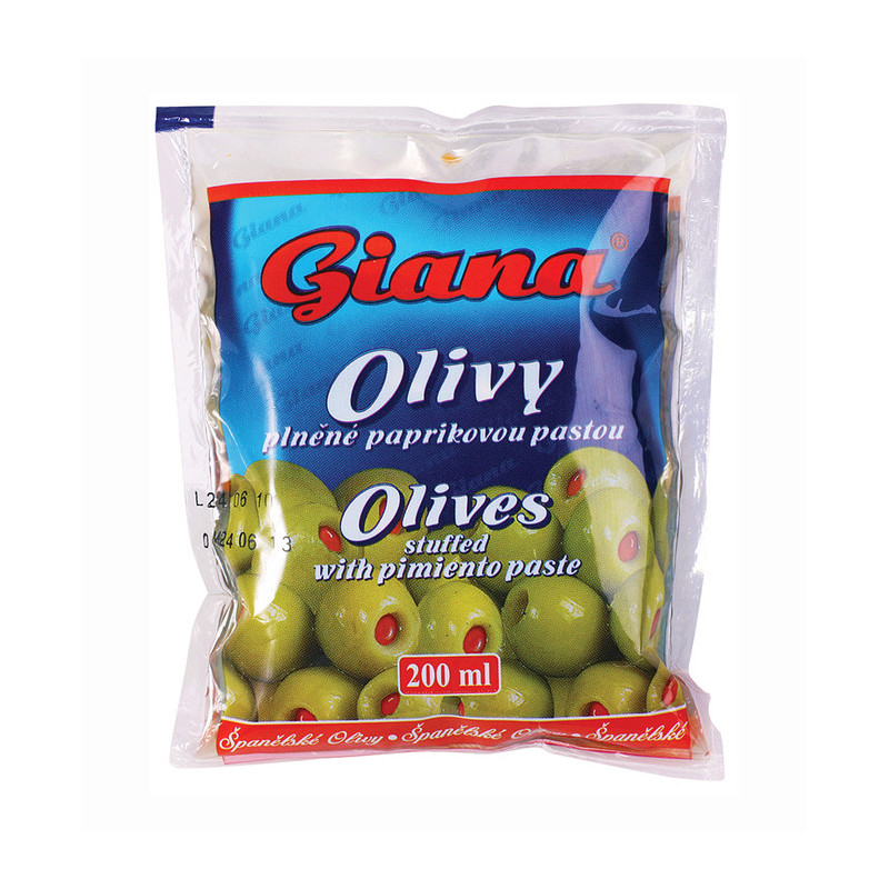 Olivy zelené s papričkou sáček 195g
